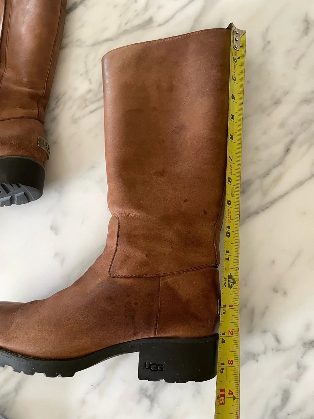 UGG Broome Sherpa Lined Tall Chocolate Brown Leather Knee High Boots Size 7 - Picture 6 of 11